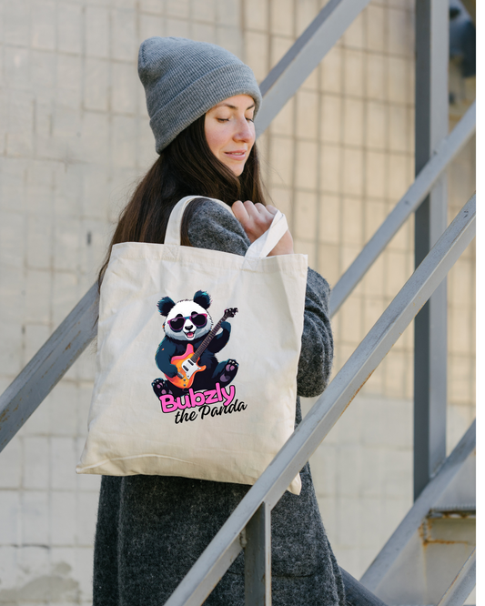 Panda Riff Co. Bubzly the Panda Cute Tote Bag.