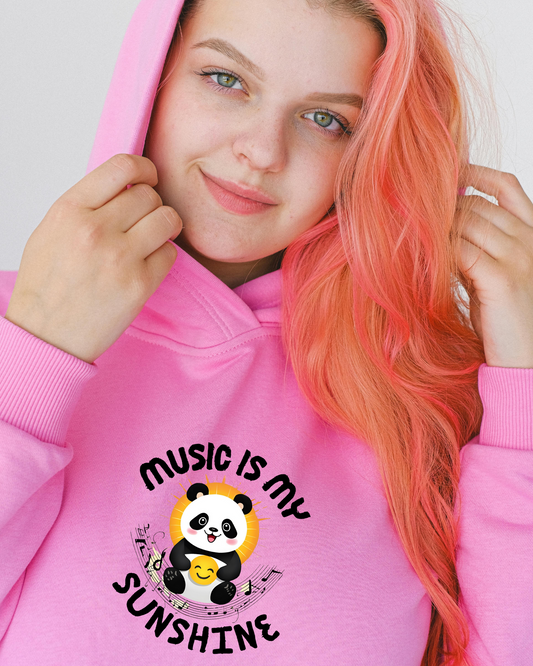 Panda Riff Co. Gal's Youth Comfy Fleece Panda Music is My Sunshine Sweatshirt